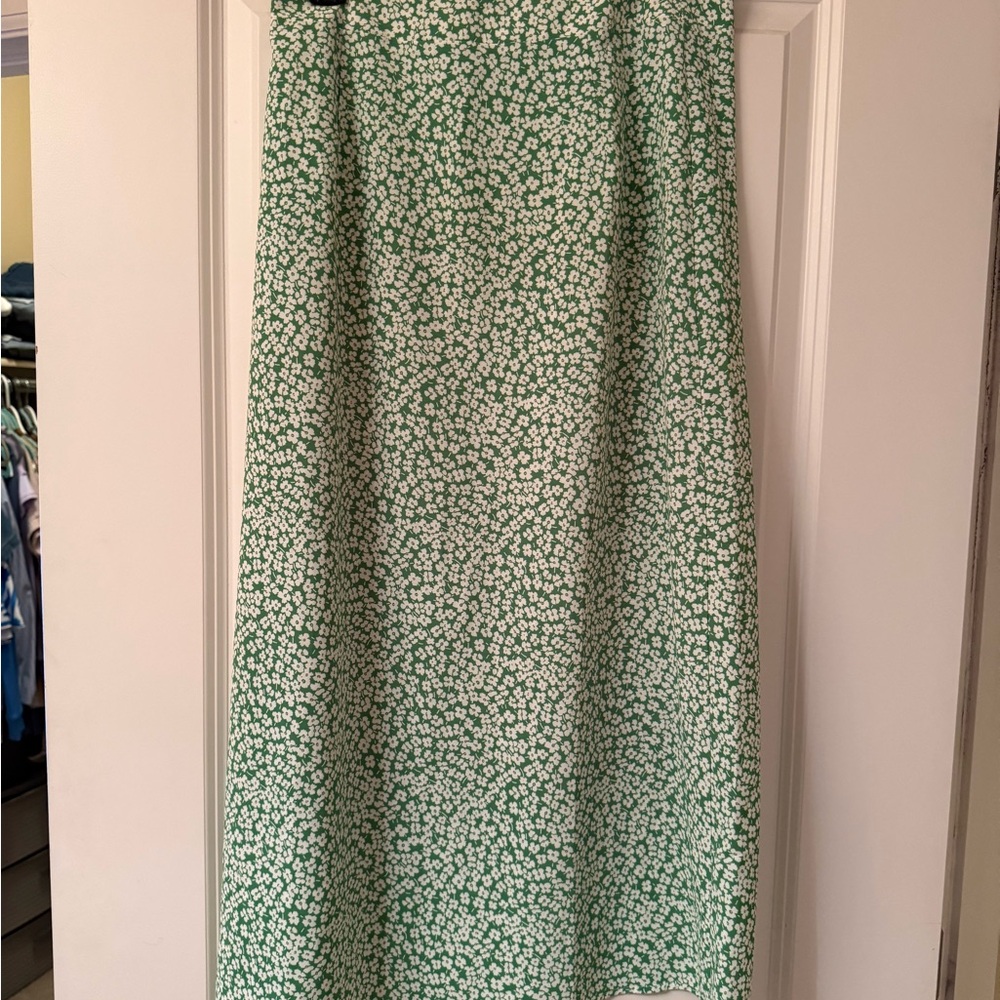 SHEIN Green and White Maxi Skirt